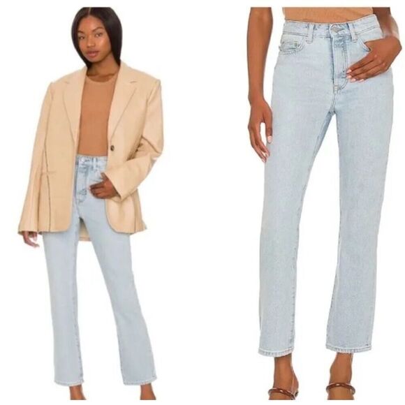 Lovers + Friends Reece High Rise Rigid Slim Straight Jeans In Palms 28 - Picture 3 of 15